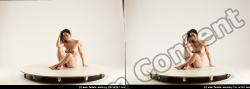 Nude Woman Asian Sitting poses - ALL Average long black Sitting poses - simple 3D Stereoscopic poses Pinup